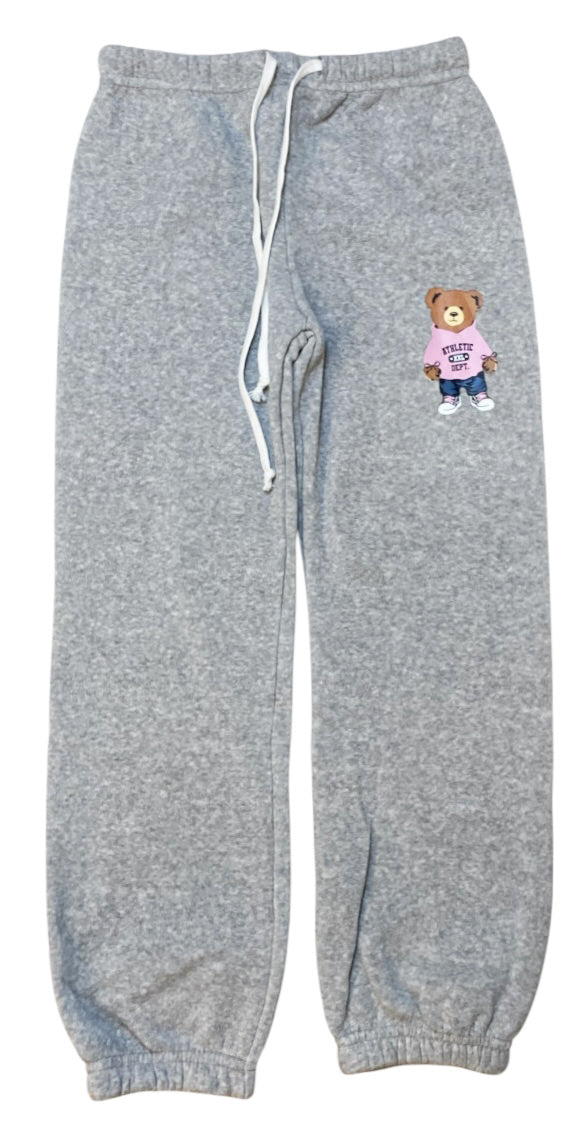 Tween Fleece Sweatpants Grey w/Teddy Bear - Love junkie