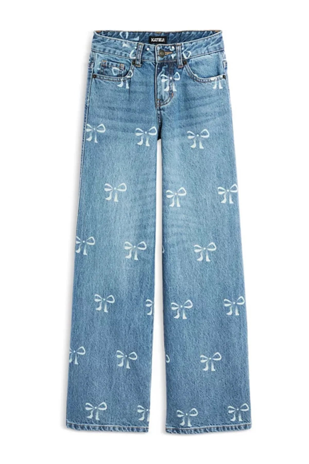 CHICAGO DISTRESSED BOW PRINT LOW RISE JEANS - KatieJ NYC