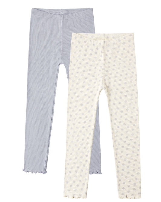 Ribbed Legging Set - Natural/Periwinkle