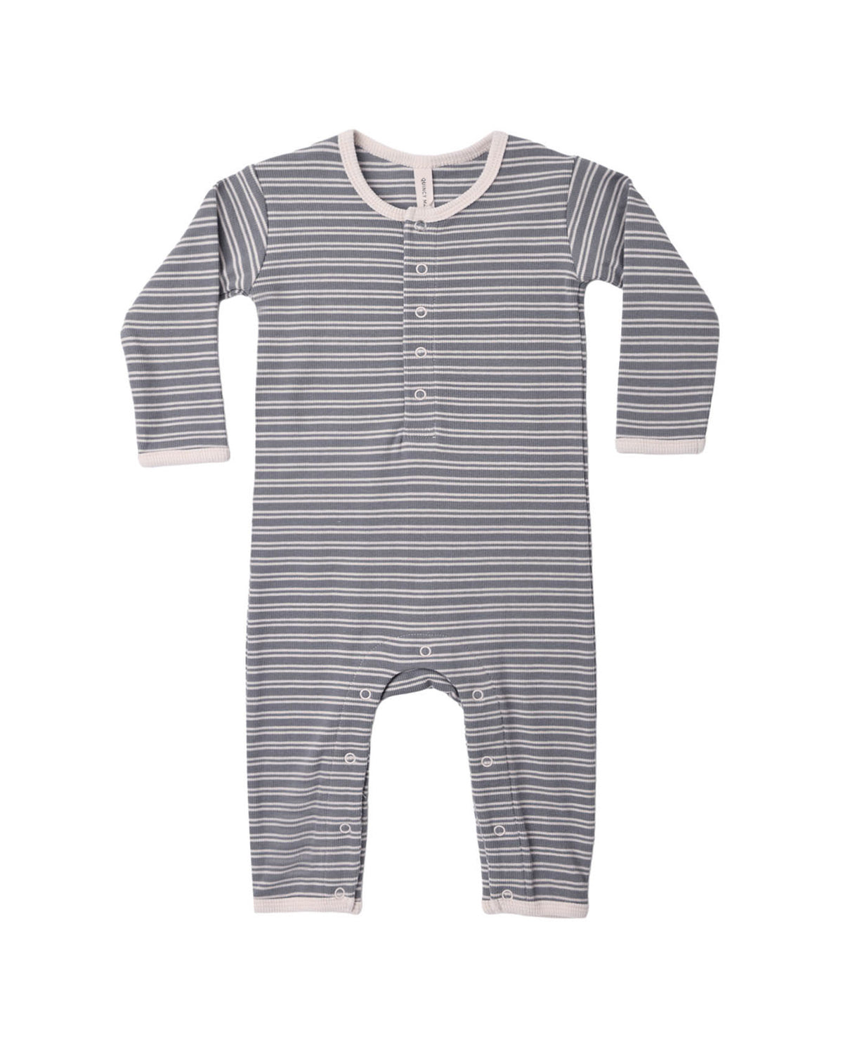 Ribbed Baby Jumpsuit in Slate Microstripe | Rylee + Cru