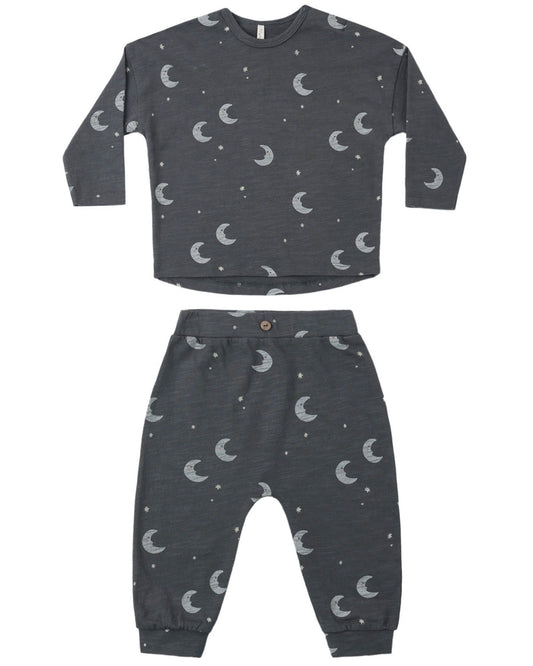 Long Sleeve Tee + Pant Set in Moons - Rylee + Cru