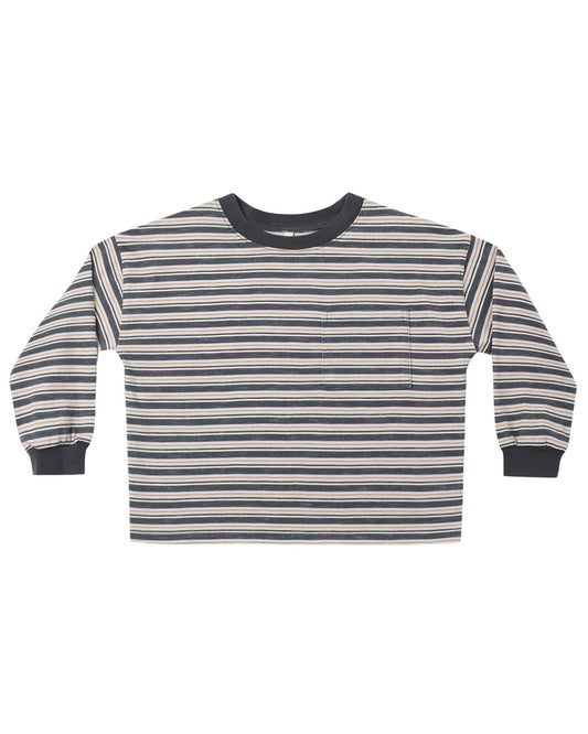 Relaxed Long Sleeve Tee Blue Stripe | Rylee & Cru