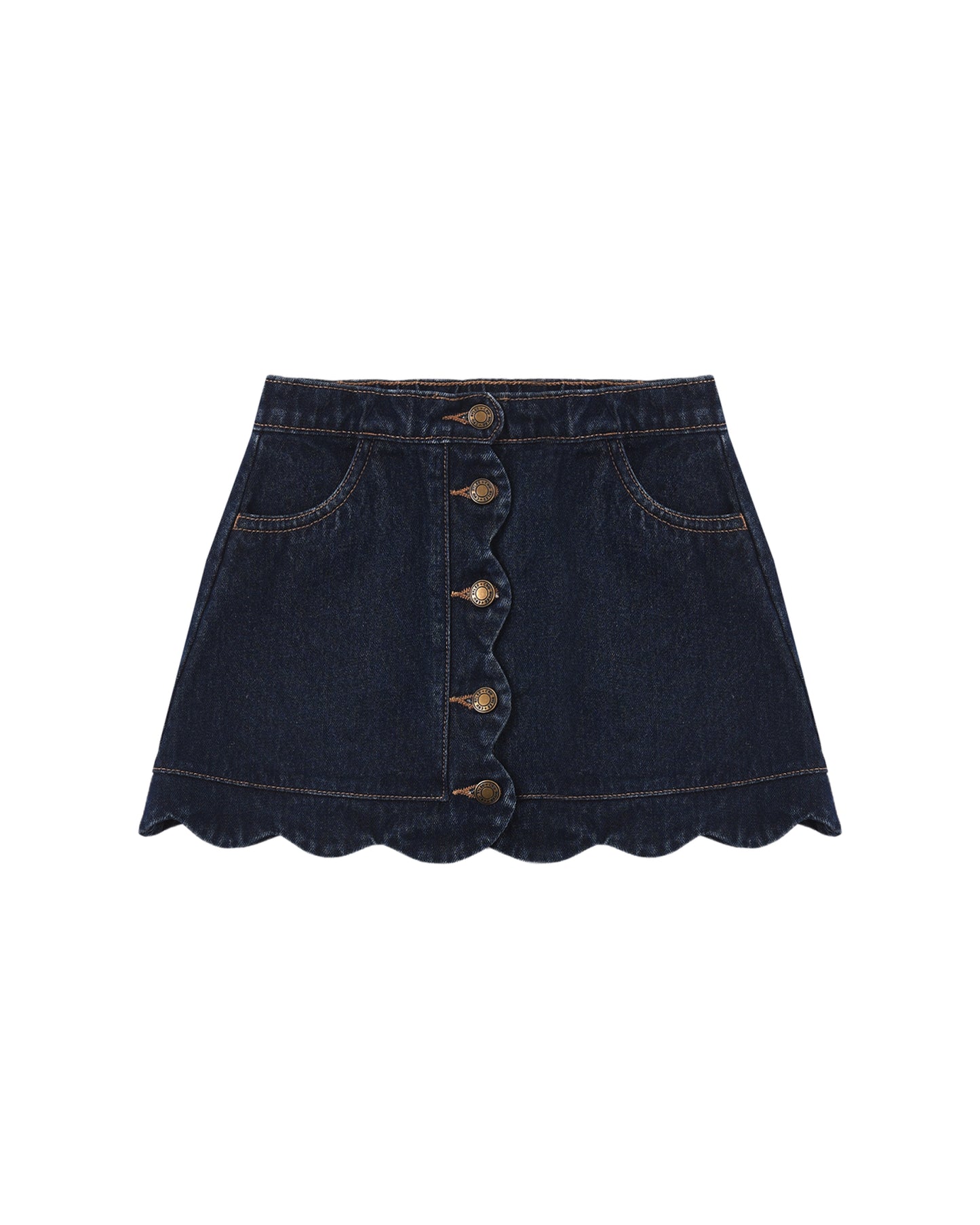 Scallop Mini Skirt Dark Indigo - Rylee + Cru