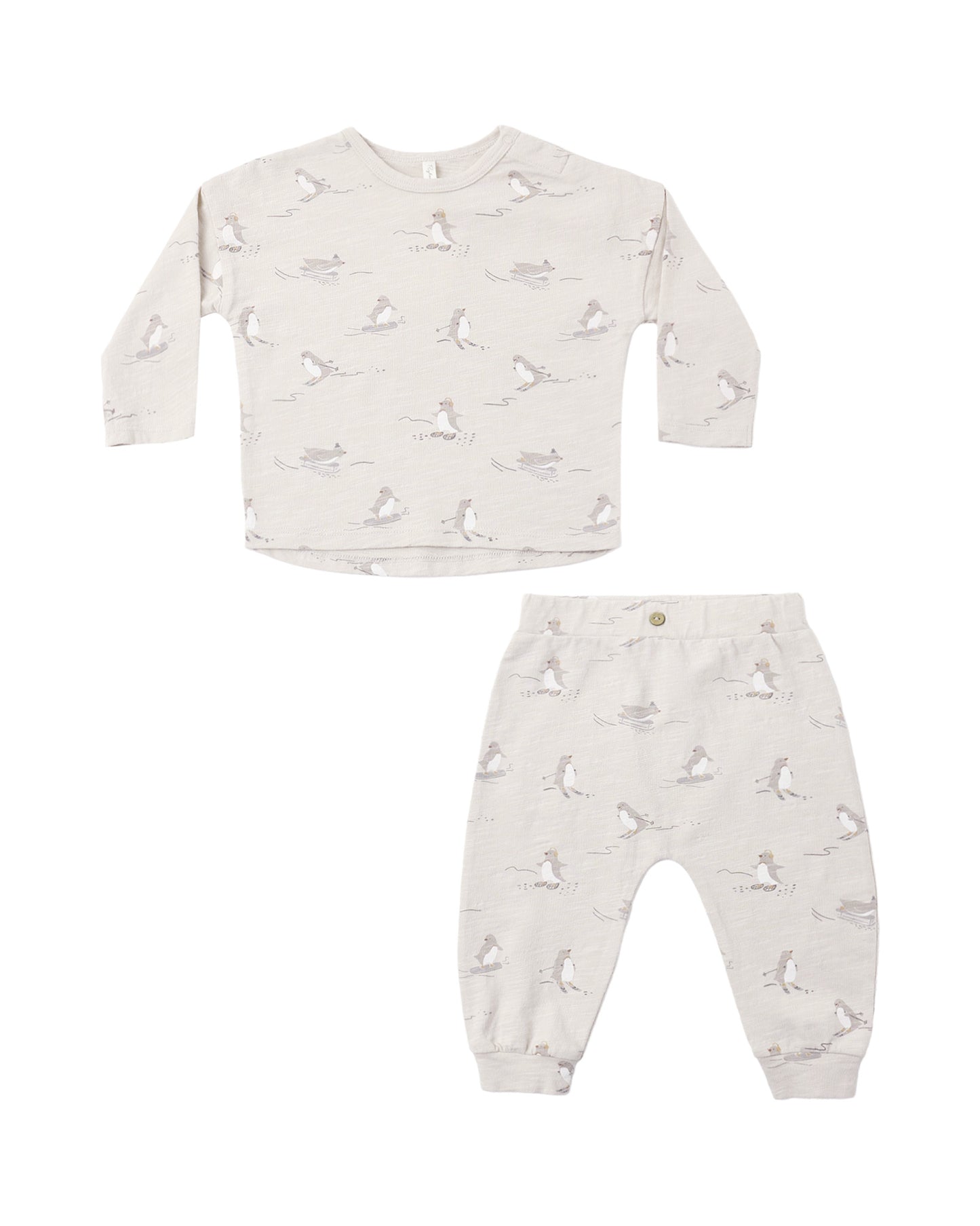 Long Sleeve Tee + Pant Set in Penguins - Rylee + Cru