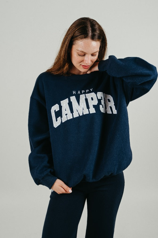Camp3r Eyelet Crewneck- Happy Camp3r