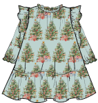Harper Dress in trees and presents - Pink Chicken