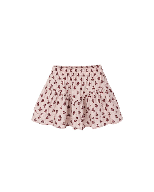 Tiered Mini Skirt in Blush Fleur - Rylee + Cru