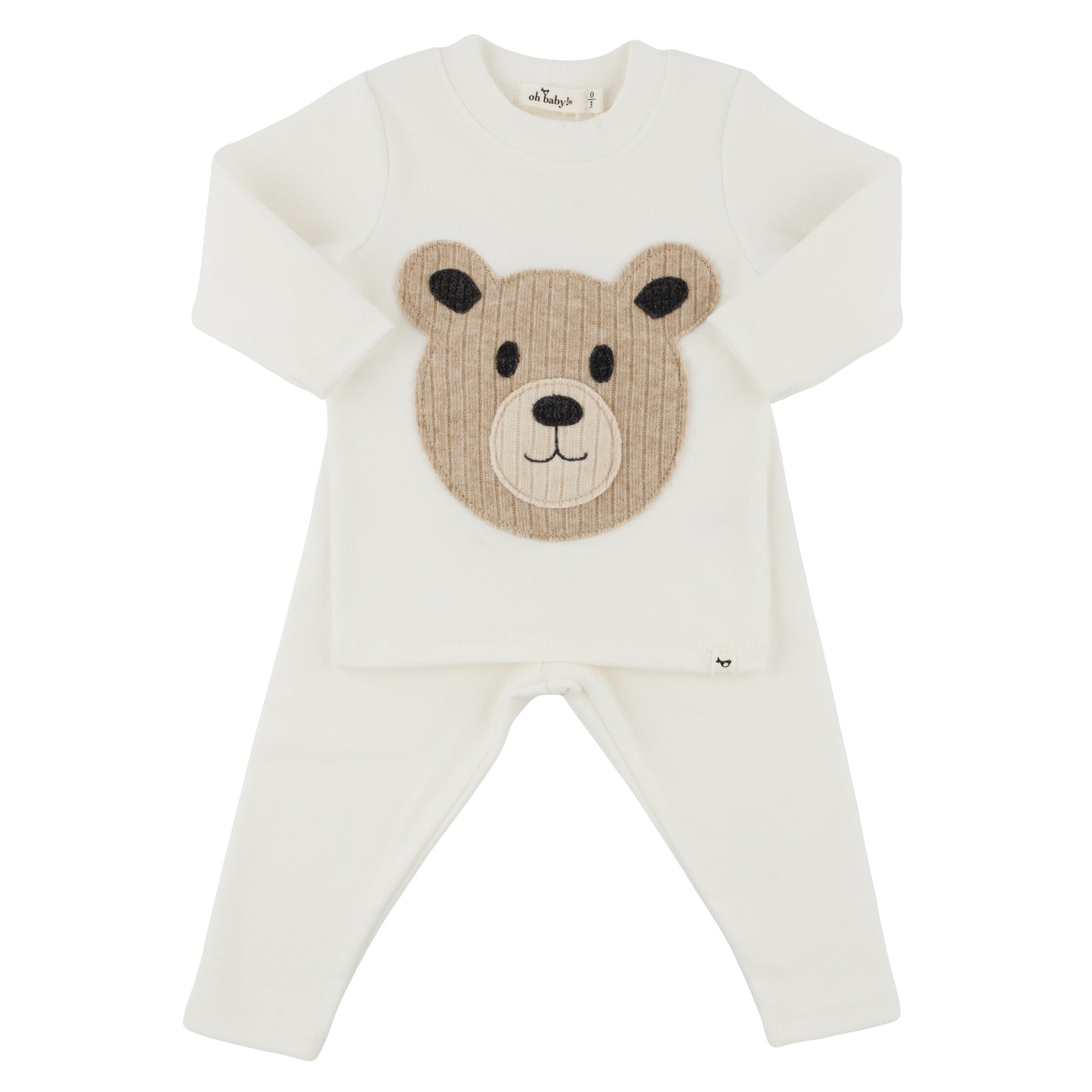 Teddy Bear Face Applique L/S 2pc - oh baby!