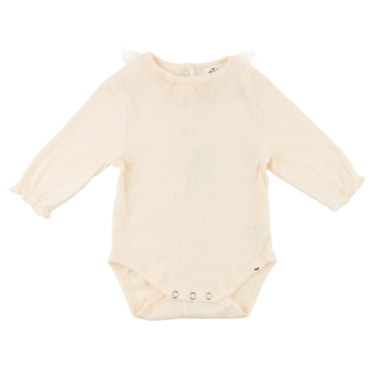 Vintage Snow Mini Velvet Dots Ruffle Onesie - oh baby!