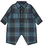 Baby boys Easton jumper in Blue tartan - Pink Chicken